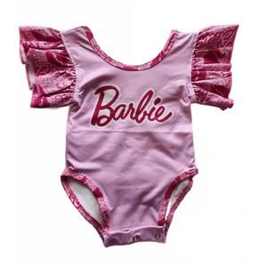 NEW AIER WHOLESALE girl's barbie flutter sleeve baby onesie in pink